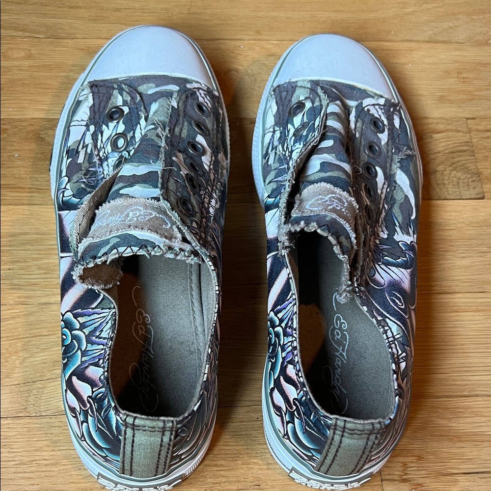 Ed Hardy Camouflage Sneakers - Brown and Blue